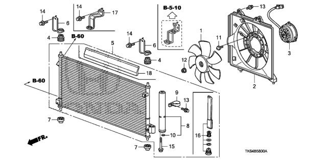 2010 Honda Fit Bracket, Condenser (Upper) Diagram for 80115-TK6-A00