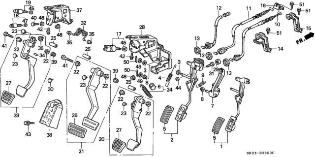 1994 Honda Civic 3 Door SI (ABS) KA 5MT Pedal Diagram