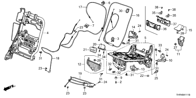 2019 Honda Odyssey Rear Seat Components (Passenger Side) Diagram