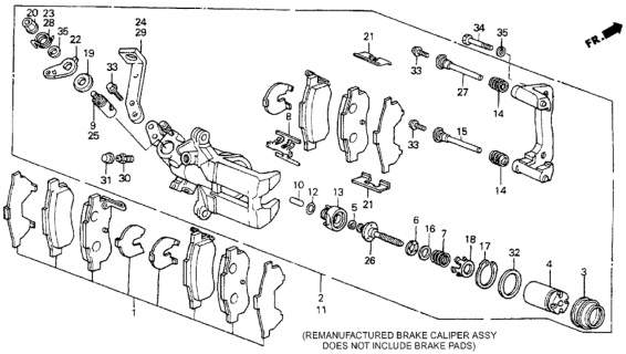 1989 Honda Accord Caliper Assembly, Right Rear (Nissin) Diagram for 43210-SE3-A01