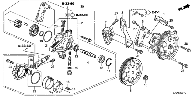 2012 Honda Ridgeline Kit, Power Steering Pump Diagram for 06531-RN0-000