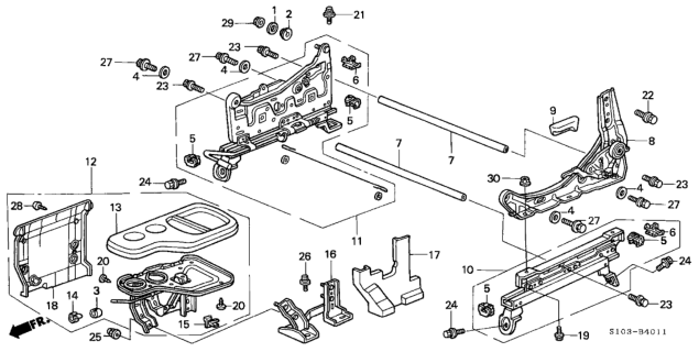 1998 Honda CR-V 5 Door LX (4WD) KA 4AT Front Seat Components (Driver Side) Diagram
