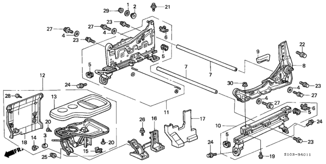 2001 Honda CR-V Adjuster, L. Slide (Inner) Diagram for 81670-S10-A03