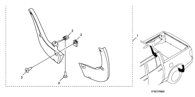 2020 Honda Ridgeline Splash Guards (Rear) Diagram