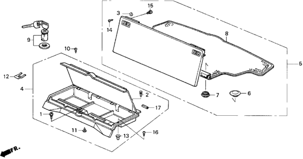 1989 Honda CRX Rear Shelf Diagram