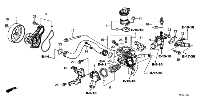2016 Honda HR-V 5 Door EX-L (2WD NAVIGATION) KA CVT Water Pump Diagram