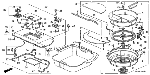 2008 Honda Odyssey Rear Floor Bucket Diagram