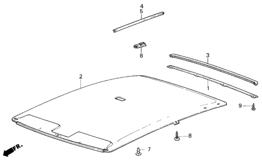 1987 Honda Civic 3 Door ** (1300) KA 4MT Headliner Trim Diagram