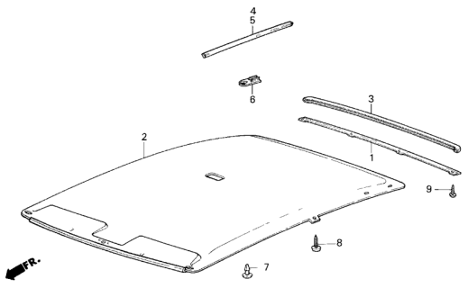 1985 Honda Civic Trim, RR. Roof *Y8L* (WARM WHITE) Diagram for 71824-SB3-010ZA