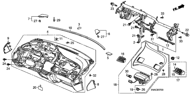 2010 Honda Civic 4 Door EX-L (NAVIGATION) KA 5MT Instrument Panel Diagram
