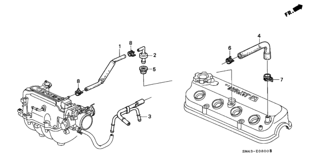 1993 Honda Accord 4 Door LX (ANNIVERSARY EDITION) KL 4AT Breather Tube Diagram
