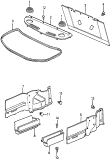 1983 Honda Accord 4 Door DX KA 5MT Rear Tray - Trunk Side Tray Diagram