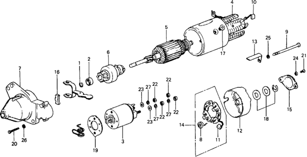 1979 Honda Civic Starter Motor Components (Hitachi) Diagram