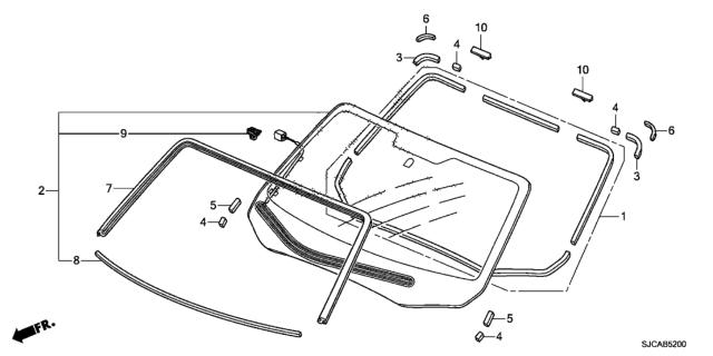 2014 Honda Ridgeline Glass Set, Front Windshield (Green) (Agc) Diagram for 73111-SJP-A40