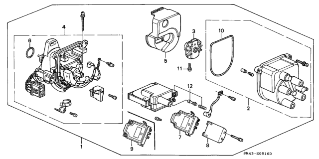 1993 Honda Civic Housing, Distributor Diagram for 30105-P06-A02