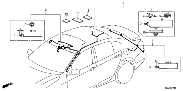 2017 Honda Accord Wire Harness, Sunroof Diagram for 32155-T2A-A52