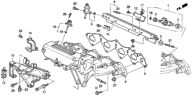 1997 Honda Del Sol Manifold, Intake Diagram for 17100-P30-A00