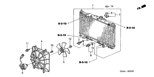 2004 Honda CR-V Radiator (Denso) Diagram