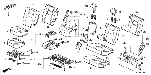 2014 Honda Ridgeline 4 Door RTL-S (SPECIAL EDITION) KA 5AT Rear Seat Diagram