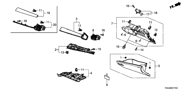 2017 Honda Civic Instrument Panel Garnish (Passenger Side) Diagram