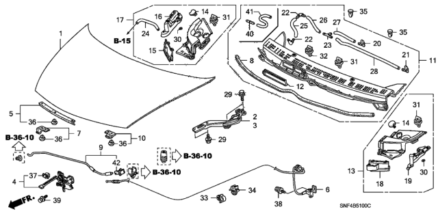 2009 Honda Civic 4 Door GX (INDIANA) KA 5AT Hood Diagram