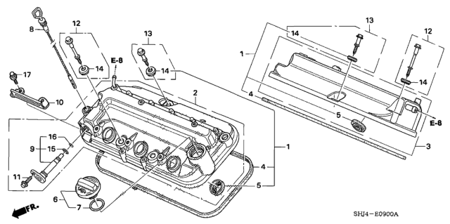 2005 Honda Odyssey 5 Door EX KA 5AT Cylinder Head Cover Diagram