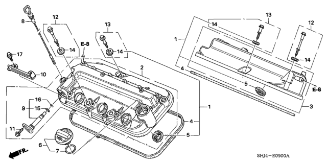 2008 Honda Odyssey Cover, RR. Cylinder Head Diagram for 12320-RCA-A00