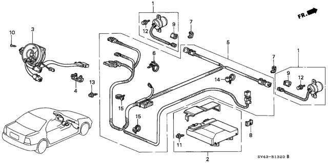 1994 Honda Accord Wire Harness, SRS Main Diagram for 77961-SV4-A80