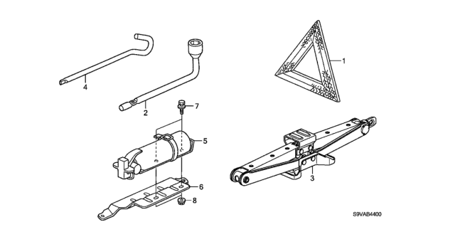 2008 Honda Pilot Tools - Jack Diagram