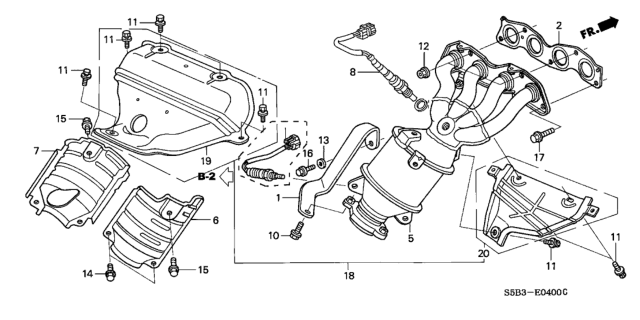 2003 Honda Civic 4 Door MX (HYBRID) KA CVT Exhaust Manifold Diagram
