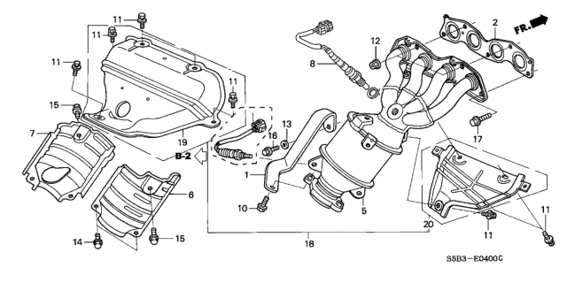 2003 Honda Civic Cover, Exhuast Manifold Diagram for 18120-PZA-L01