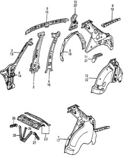 1983 Honda Accord Body Structure Components Diagram 4