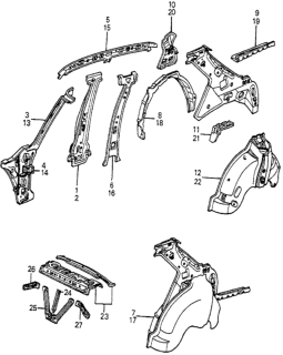 1983 Honda Accord 4 Door DX KA 5MT Body Structure Components Diagram 4