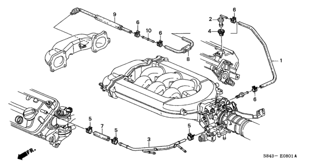 1999 Honda Accord 4 Door LXV6 KA 4AT Breather Tube (V6) Diagram