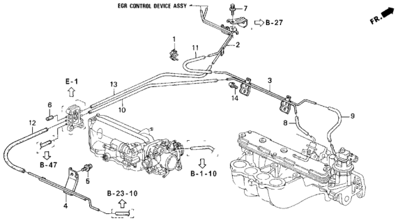 1995 Honda Odyssey 5 Door EX KA 4AT Install Pipe - Tubing Diagram