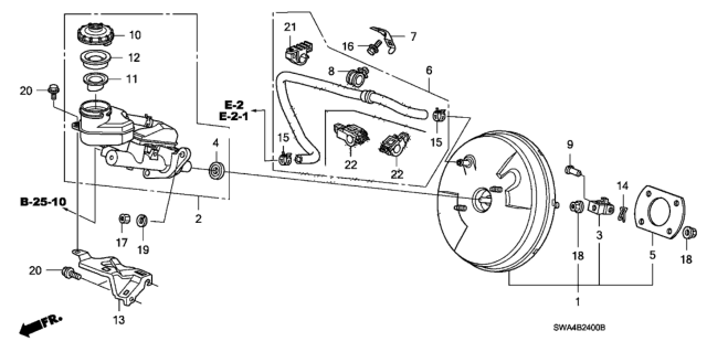 2011 Honda CR-V Brake Master Cylinder  - Master Power Diagram