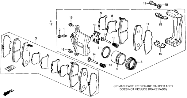 1990 Honda Prelude Caliper Assembly, Passenger Side (17Cl-14Vn) Diagram for 45210-SE0-G12