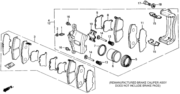 1990 Honda Prelude Caliper Assembly, Driver Side (17Cl-14Vn) Diagram for 45230-SE0-G12