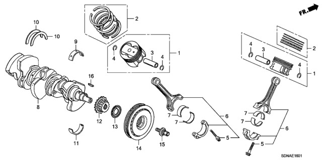 2007 Honda Accord Crankshaft - Piston (V6) Diagram