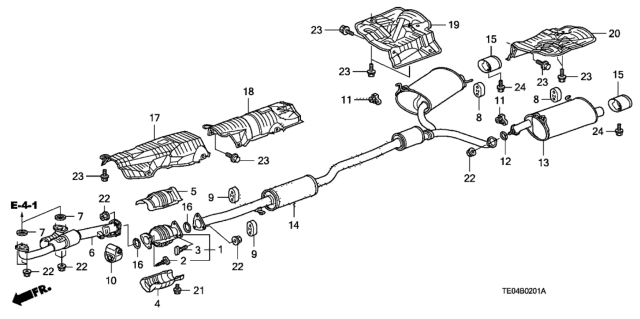 2009 Honda Accord Pipe A, Exhuast Diagram for 18210-TE1-A11