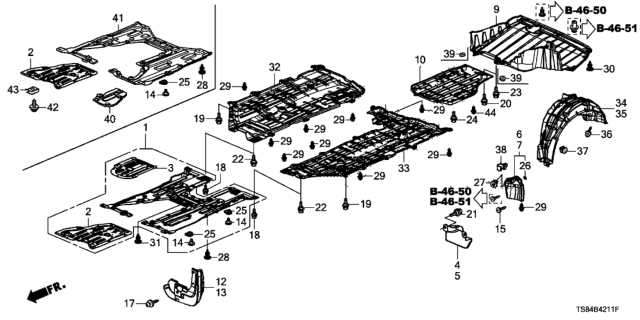 2014 Honda Civic Cover Assy., L. FR. Floor (Lower) Diagram for 74657-TS8-A00