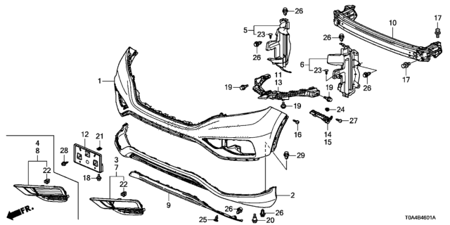 2016 Honda CR-V Garn L,FR Bumper Diagram for 71109-T1W-A10