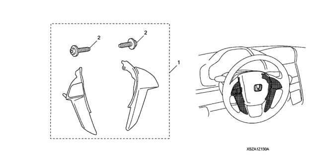 2010 Honda Pilot 5 Door EX (2WD) KA 5AT Steering Wheel Trim (Dark Brown) Diagram