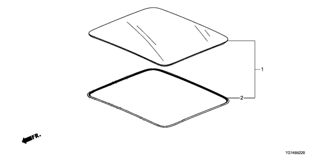 2021 Honda Pilot 5 Door BLACK (AWD) KA 9AT Roof Glass Diagram