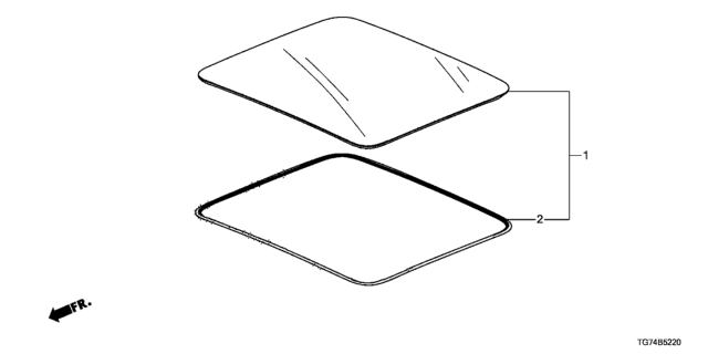 2017 Honda Pilot Molding, Roof Glass Diagram for 73650-TG7-A01