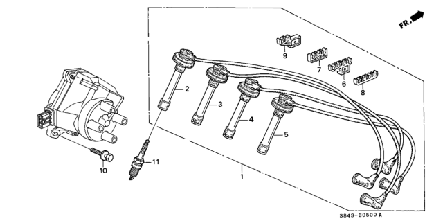 2000 Honda Accord High Tension Cord - Plug (L4) Diagram