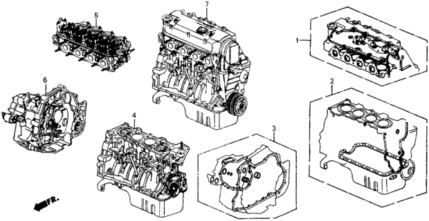 1989 Honda Civic 3 Door STD KL 4MT Gasket Kit - Engine Assy.  - Transmission Assy. Diagram