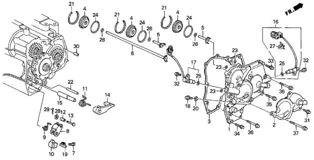 1993 Honda Prelude AT Right Side Cover Diagram