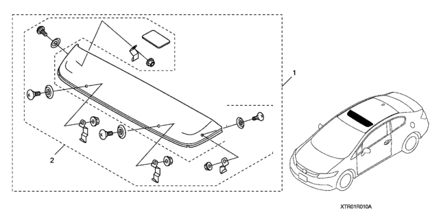 2014 Honda Civic 2 Door EX KA CVT Moonroof Visor Diagram