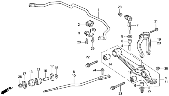 1994 Honda Prelude Spring, Front Stabilizer Diagram for 51300-SS0-003